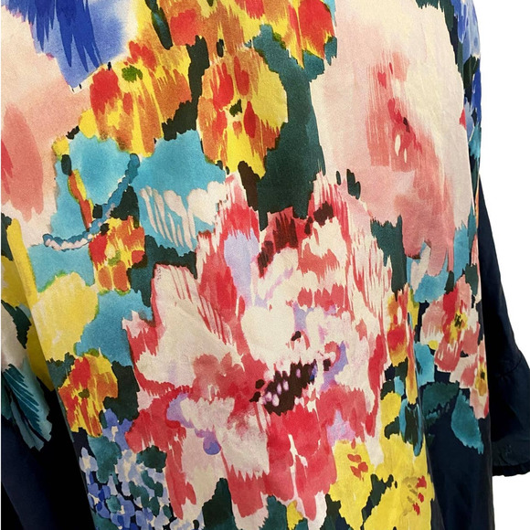 Johnny Was Malani Floral Silk Button Front Tunic Blouse Size Medium EUC - Picture 11 of 15